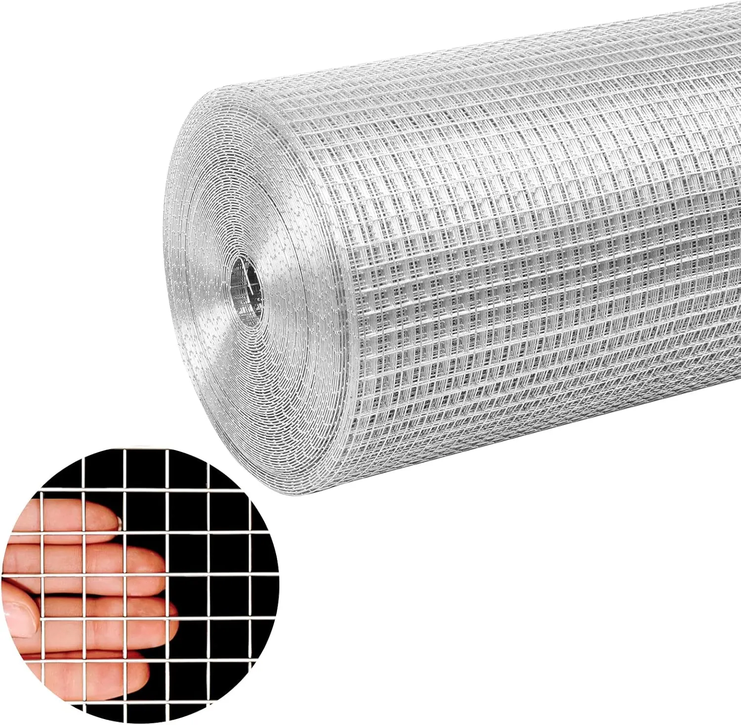 48" x 100' 1/2inch Hardware Cloth Black Vinyl Coated Chicken Wire Fence Galvanized Welded Mesh Roll for Garden Rabbit Cage, Silver