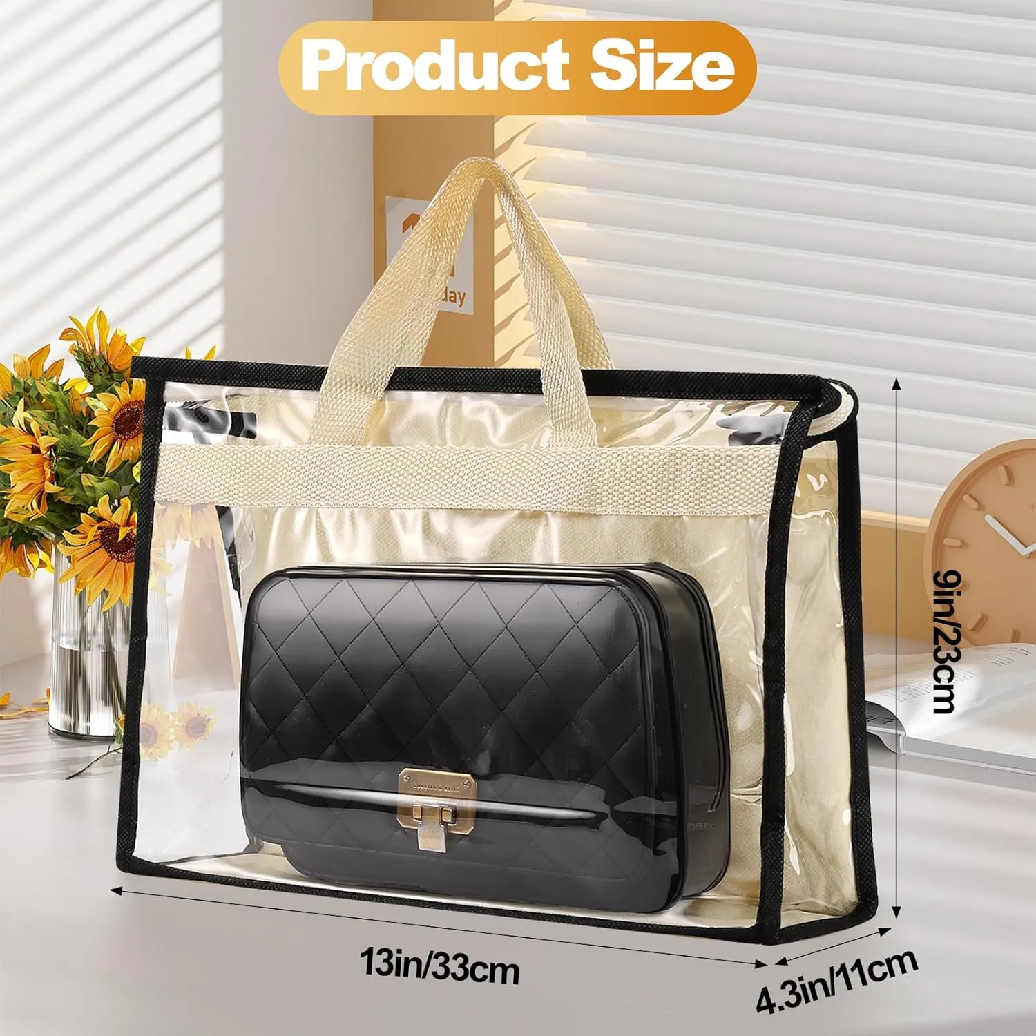 5 Pack Dust Bags for Handbags,Purse Dust Bags with Zipper and Handle,Clear Anti-dust Purse Storage Bag,Hanging Handbags Cover for Closet Hanging Storage(Small)
