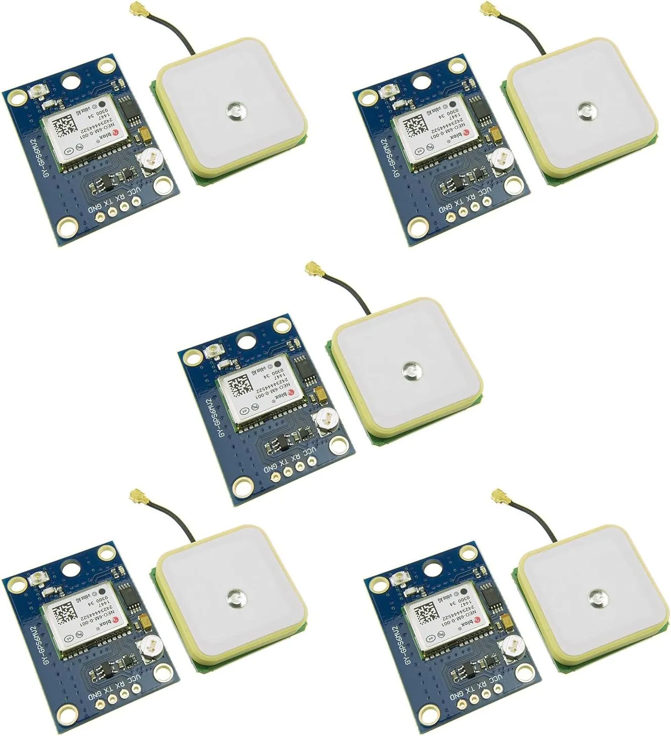 5-Pack GY-NEO6MV2 NEO-6M GPS Flight Controller Module 3V-5V with Super Ceramic Antenna for Arduino EEPROM APM 2.5