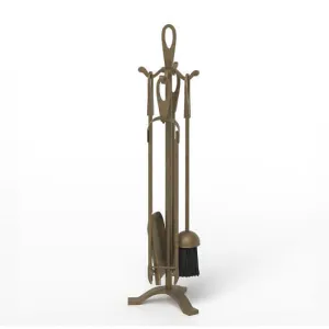 5 Pieces Fireplace Tool Set Fireplace Accessories with Poker-Copper - Color: Cop