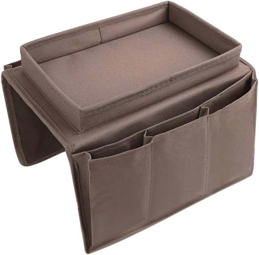 5 Pockets TV Remote Control Holder Couch Sofa Tray Armrest Organiser Oxford Chair Couch Caddy Sofa Armrest Bag Bedside Storage Hanging Organiser for Magazine Books Snack Mobile DVD Cellphone Drinker