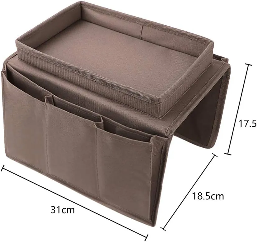 5 Pockets TV Remote Control Holder Couch Sofa Tray Armrest Organiser Oxford Chair Couch Caddy Sofa Armrest Bag Bedside Storage Hanging Organiser for Magazine Books Snack Mobile DVD Cellphone Drinker