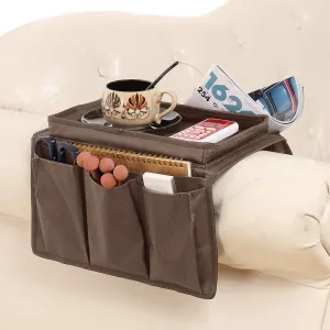 5 Pockets TV Remote Control Holder Couch Sofa Tray Armrest Organiser Oxford Chair Couch Caddy Sofa Armrest Bag Bedside Storage Hanging Organiser for Magazine Books Snack Mobile DVD Cellphone Drinker