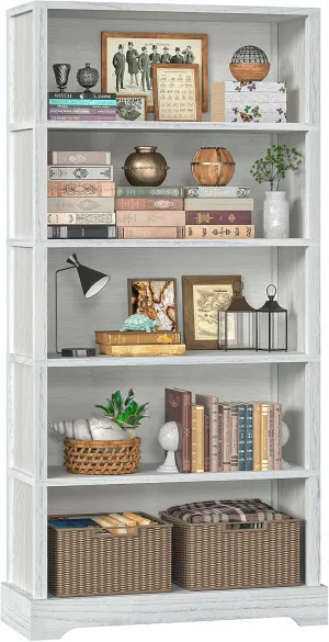 5-Shelf Wood Bookcase, 65 Inch Tall Bookshelf with Storage, Floor Standing Display Book Shelf