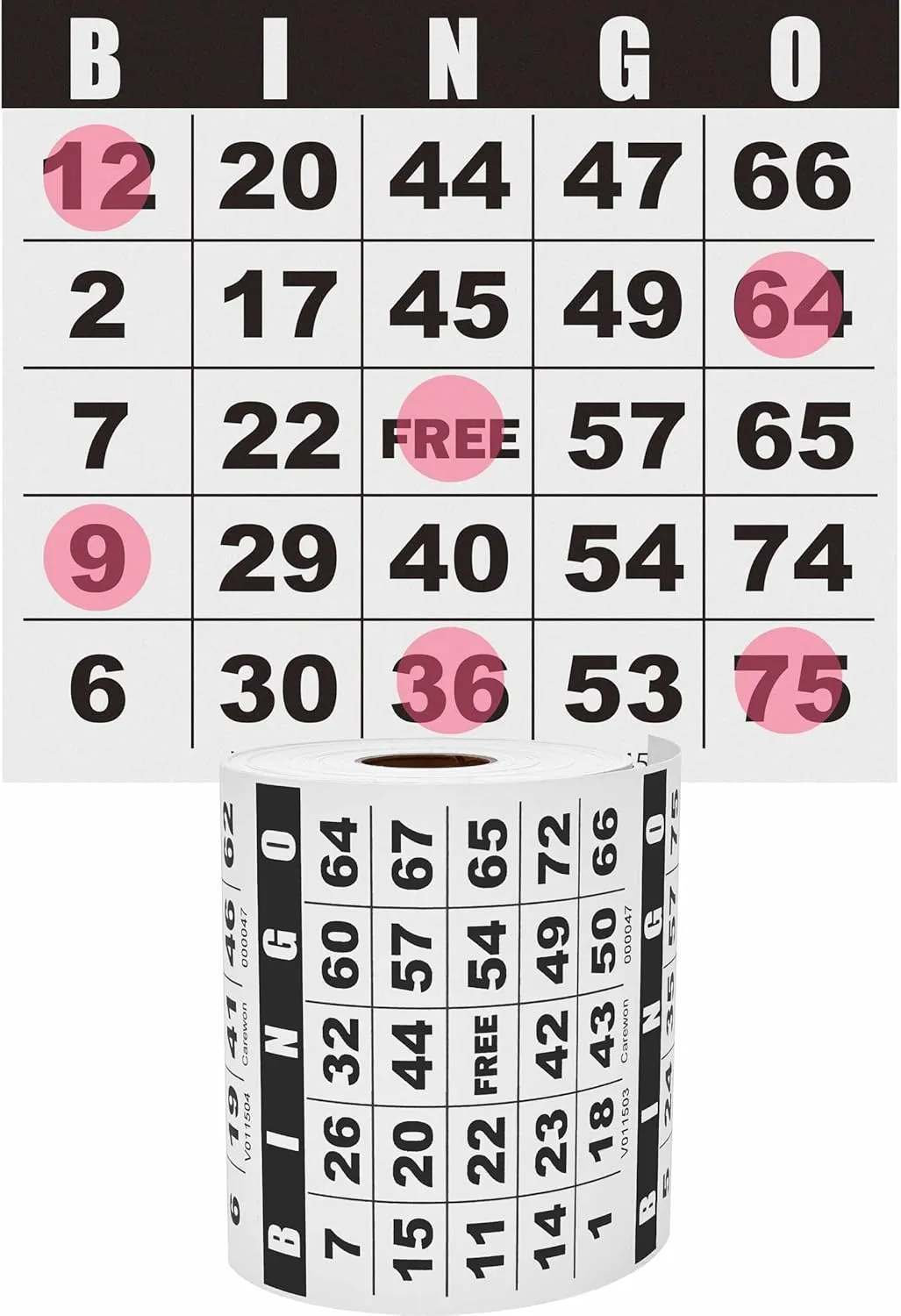 500 Bingo Cards, Paper Bingo Sheets, Large Print, Disposable or Reusable for Daubers or Chips