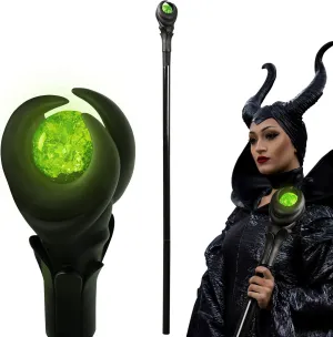 51inch Deluxe Maleficent Staff with Green Light Orb, Wizard Scepter Magic Wand Halloween Prop (Green Light)