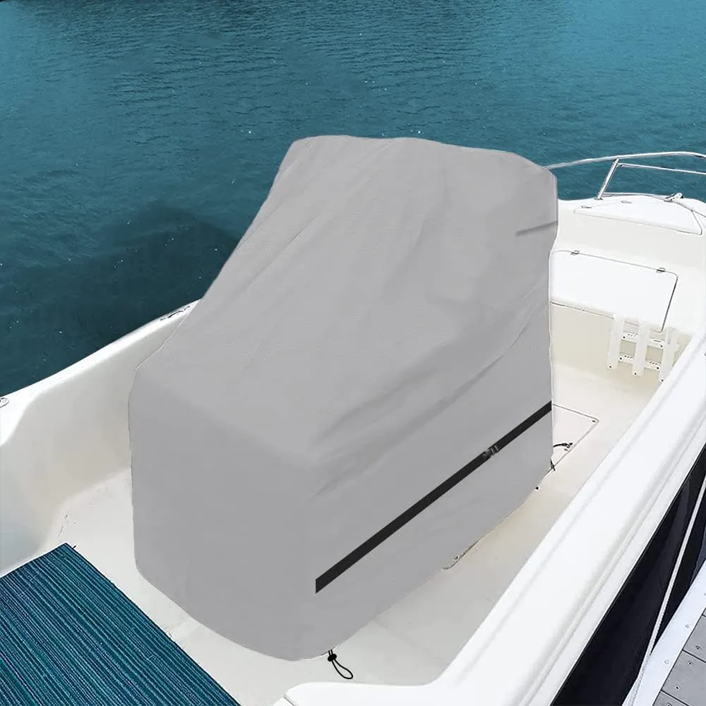 600D Fade and Tear Resistant Boat Center Console Cover,Heavy-Duty Waterproof and UV Protection Trailerable Boat Console Cover with Windproof Strap, Grey (Large Size up to 40" L 46" W 45" H)