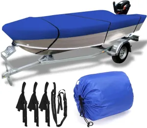 600D Waterproof Open Boat Cover Sunshade UV-Resistant Dust-Proof Cover Heavy Duty Marine Open Boat Cover 3.5m-4.5m Universal(510x250cm)