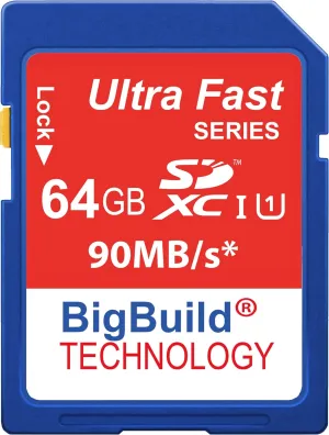 64GB Ultra Fast 90MB/s Memory Card for Canon Digital IXUS 185 Camera, Class 10 SD SDXC