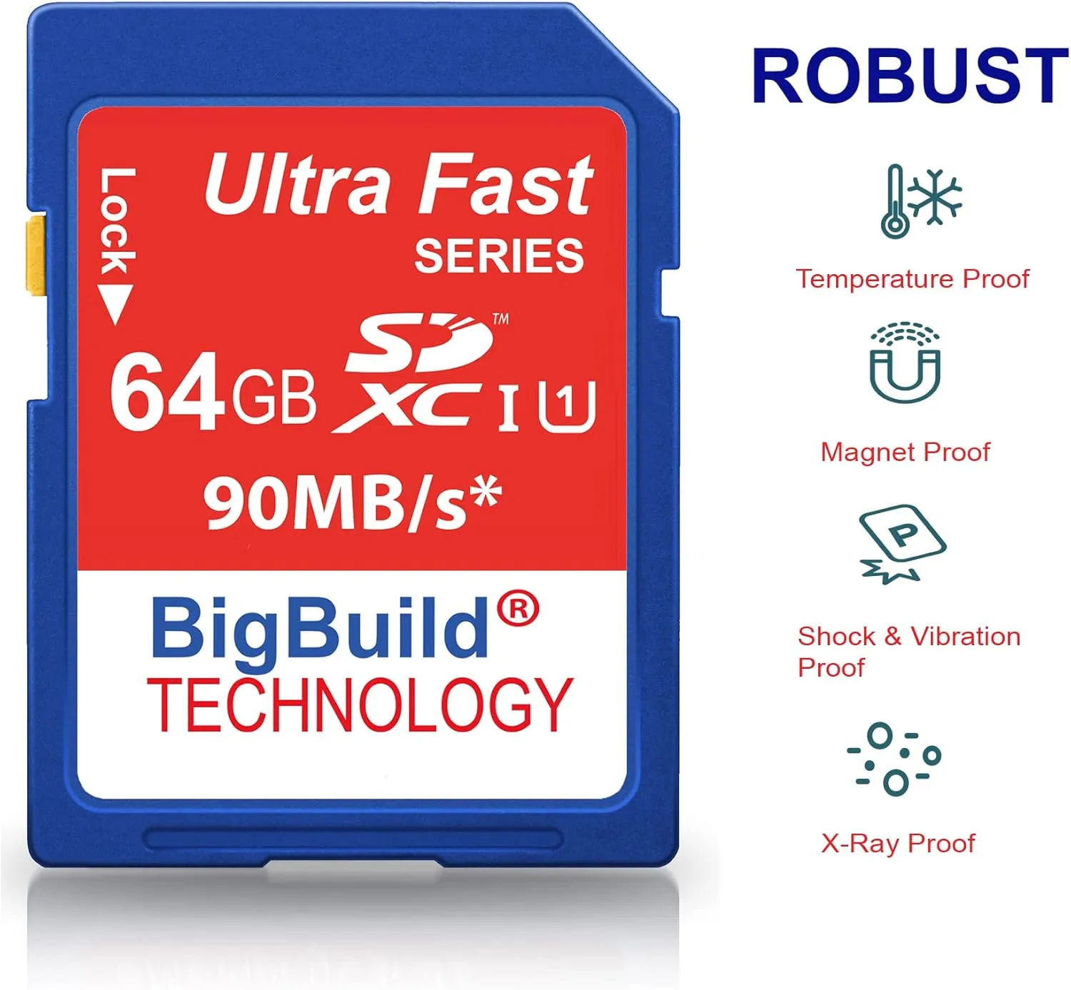 64GB Ultra Fast 90MB/s Memory Card for Canon Digital IXUS 185 Camera, Class 10 SD SDXC
