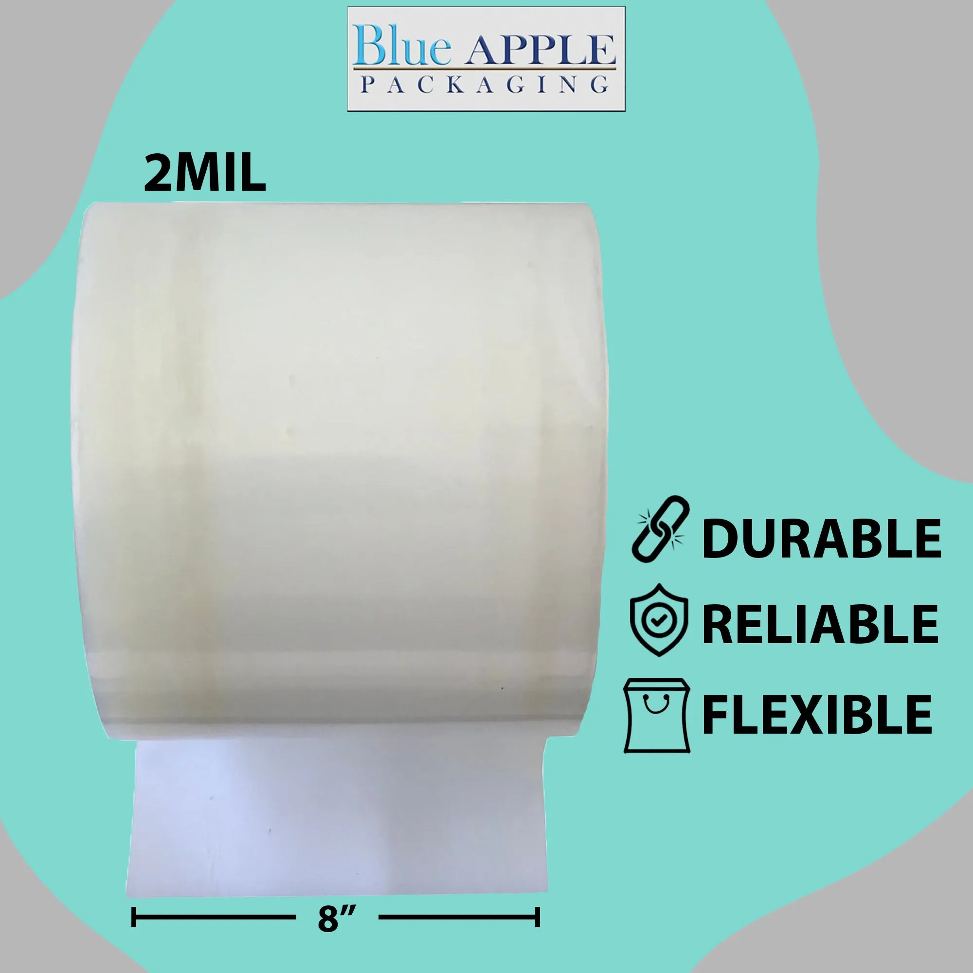 8 inch x 2150ft Poly Tubing Roll 2 Mil LDPE Low Density
