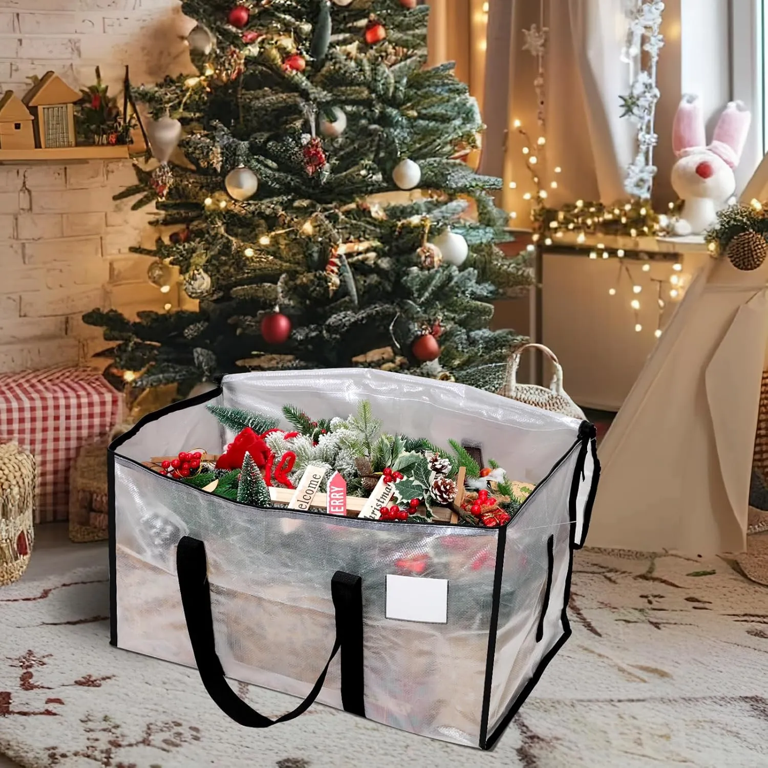 8 Pack Large Clothes Storage Bags with Lids Clear Moving Bags Heavy Duty Moving Totes Packing Bags with Zips for Moving Clothes Bedding Duvet Toys Storage Christmas Storage Containers