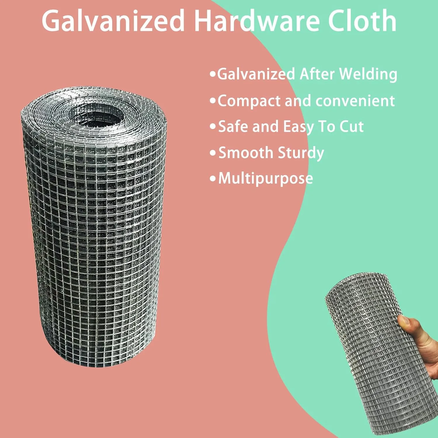 8in X 20ft Hardware Cloth 1/4 Inch 23Gauge, Galvanized Welded Wire Metal Roll, Garden Rabbit Fencing, Snake Fence, Chicken Gopher Racoons Critters Rehab Cage
