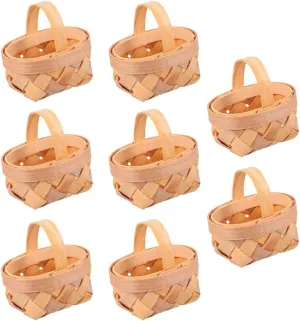 8pcs Hand Woven Basket Rustic Handmade Handheld Empty Baskets to Fill Craft Toys Hamper Basket Mini Baskets for Party Favors Candy Case Old Fashioned Bamboo Weaving Baby