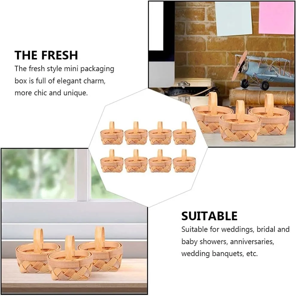 8pcs Hand Woven Basket Rustic Handmade Handheld Empty Baskets to Fill Craft Toys Hamper Basket Mini Baskets for Party Favors Candy Case Old Fashioned Bamboo Weaving Baby