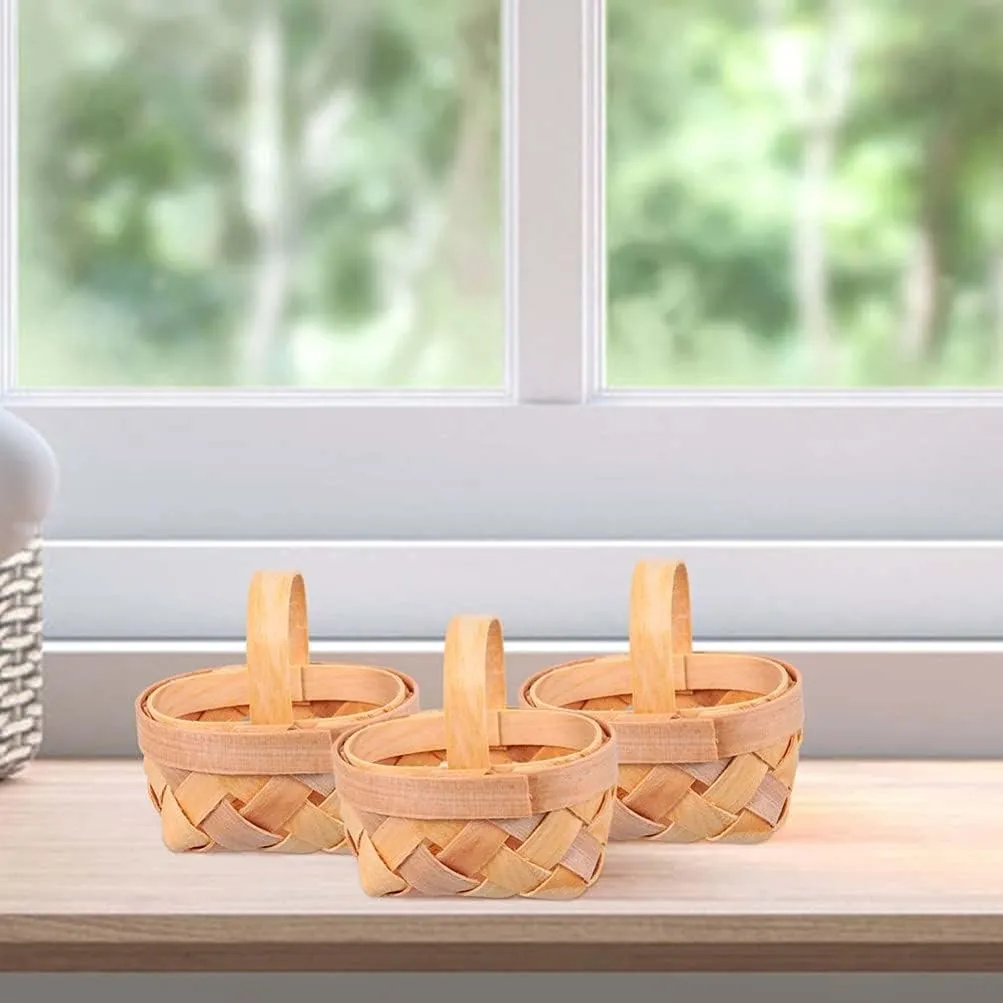 8pcs Hand Woven Basket Rustic Handmade Handheld Empty Baskets to Fill Craft Toys Hamper Basket Mini Baskets for Party Favors Candy Case Old Fashioned Bamboo Weaving Baby