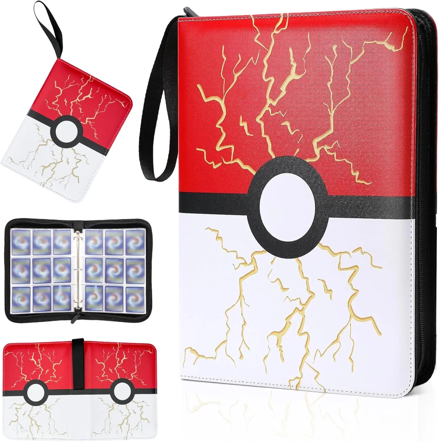 9 Pocket Card Binder, 900 Pockets Trading Card Binder,3-Ring Zipper Trading Card Holder with 50-Page Double-Sided Storage Collection Book for Collectible or Trading Card Protective Folder Album