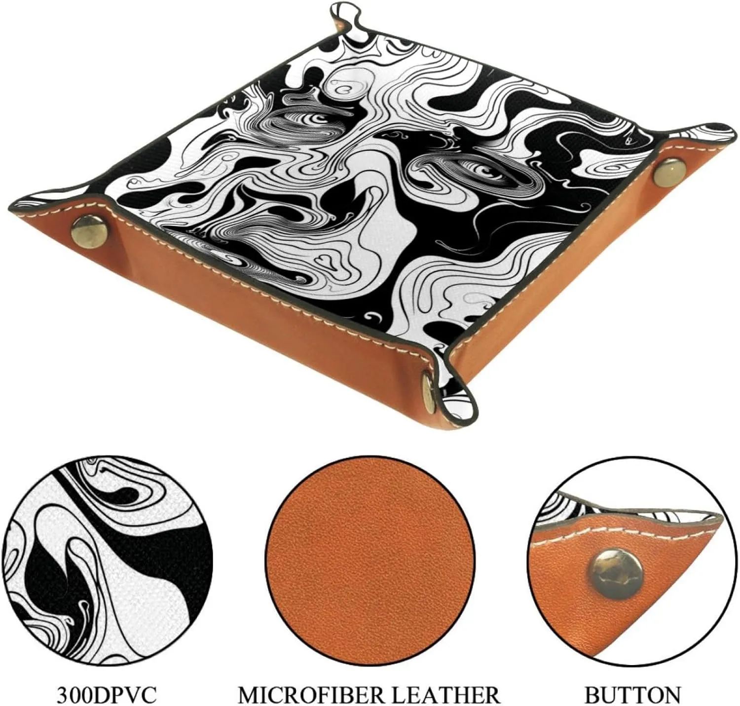 Abstract Art Man Stacking Jewelry Organizer Trays for Women, Desk Drawer Earring and Bracelet Tray, Key Tray for Entryway Table, Small Decorative Storage Organizer, 20.5x20.5cm, snh-001