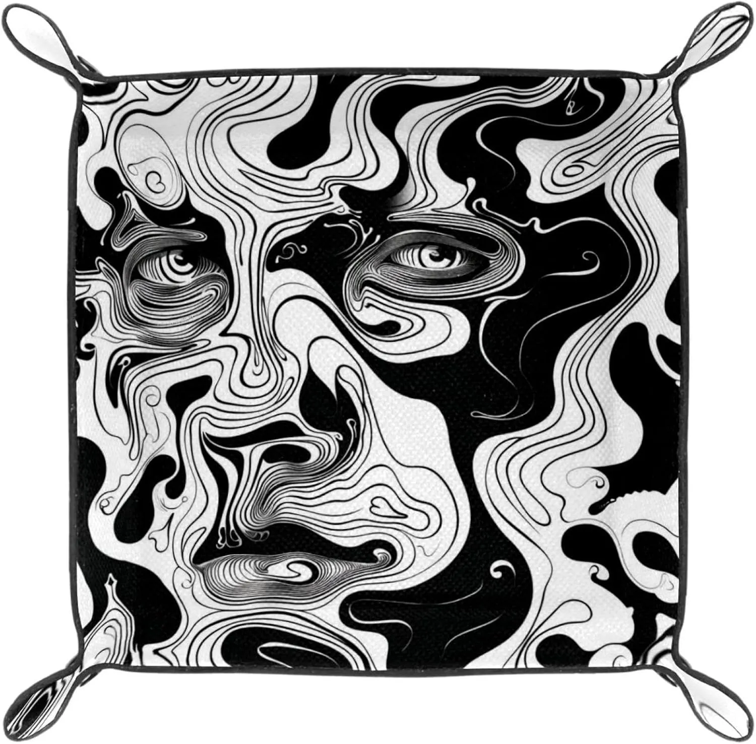 Abstract Art Man Stacking Jewelry Organizer Trays for Women, Desk Drawer Earring and Bracelet Tray, Key Tray for Entryway Table, Small Decorative Storage Organizer, 20.5x20.5cm, snh-001
