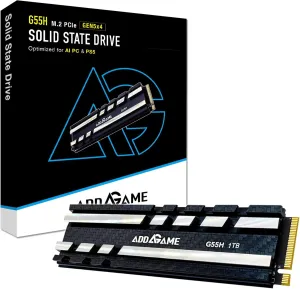 Addlink G55H 1TB PCIe Gen5 NVMe M.2 SSD with Heatsink - Up to 10,200 MB/s - Game Ready - Internal Solid State Drive - Compatible with PCs and PS5 (ad1TBG55HM2P)