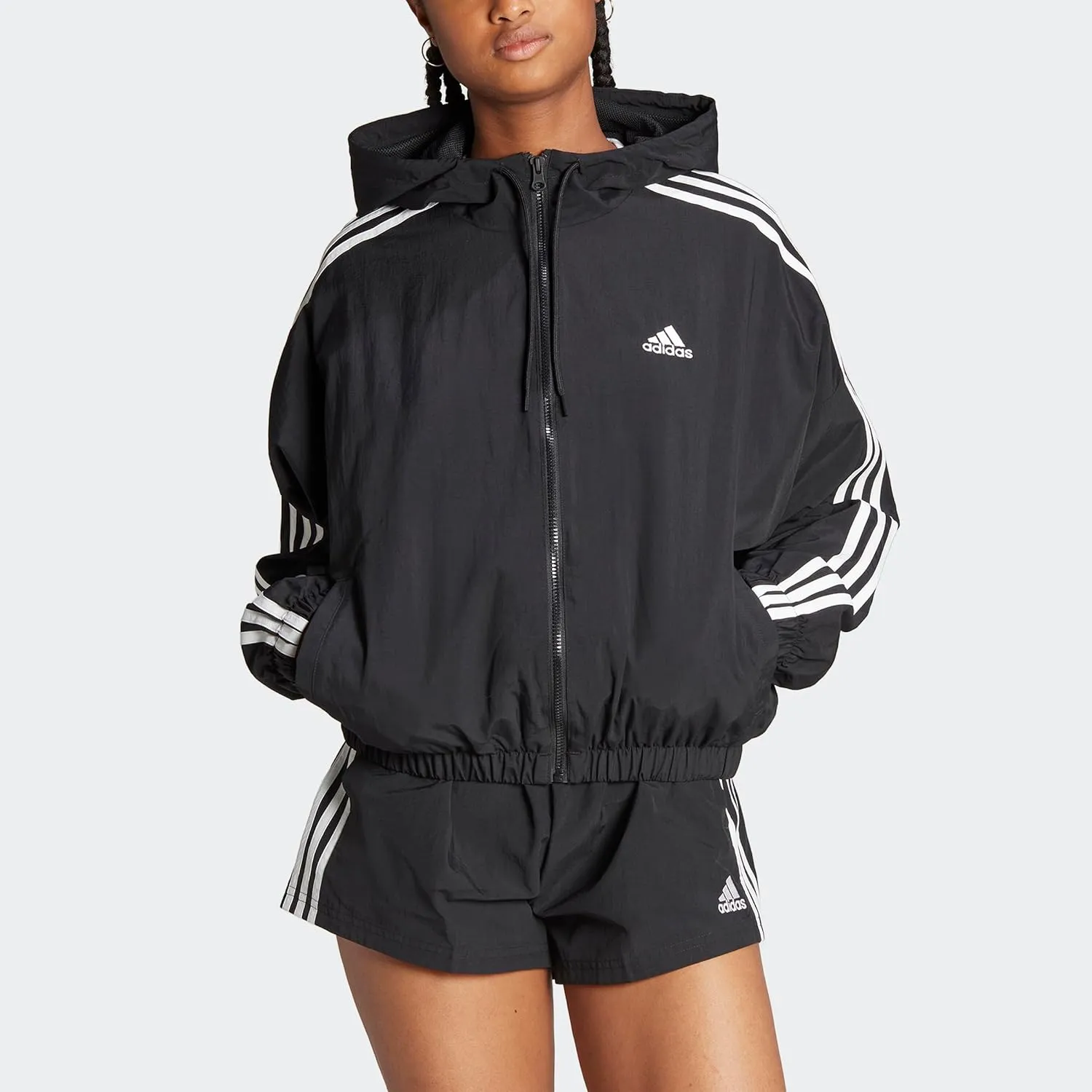 adidas Women's Standard Essentials 3-Stripes Woven Windbreaker