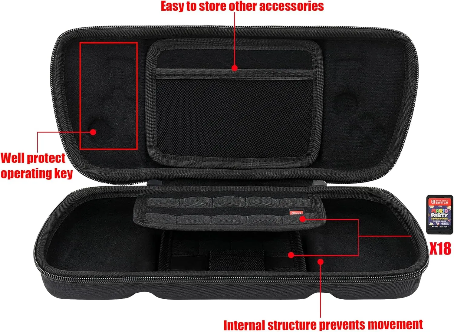 Aenllosi Hard Travel Case for Hori Nintendo Switch Split Pad Pro Handheld Controller-Black(Only Case)