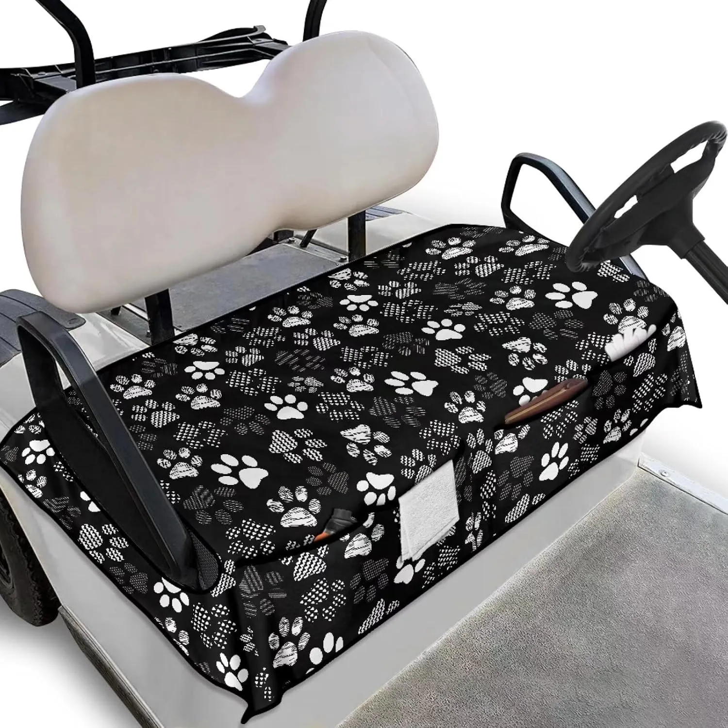 AFPANQZ Golf Cart Seat Cover with Pockets Cozy Universal Golf Cart Towels Fits Front and Back Seat of Club Cars