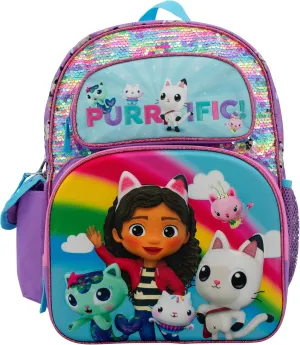 AI ACCESSORY INNOVATIONS Gabby’s Dollhouse Backpack for Girls, 16 Inch School Bag with Flip Sequins & 3D Molded Front Pocket, Purple