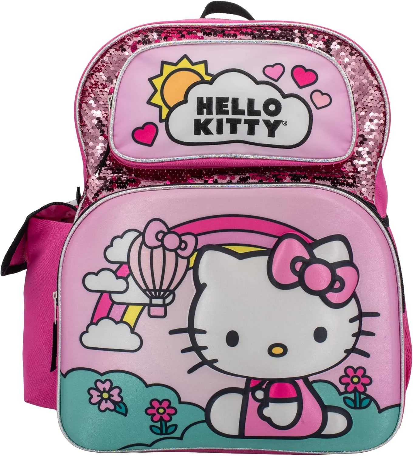 AI ACCESSORY INNOVATIONS Hello Kitty Backpack for Girls, Sanrio Kawaii Bookbag, 16 Inch Anime School Bag with 3D Features