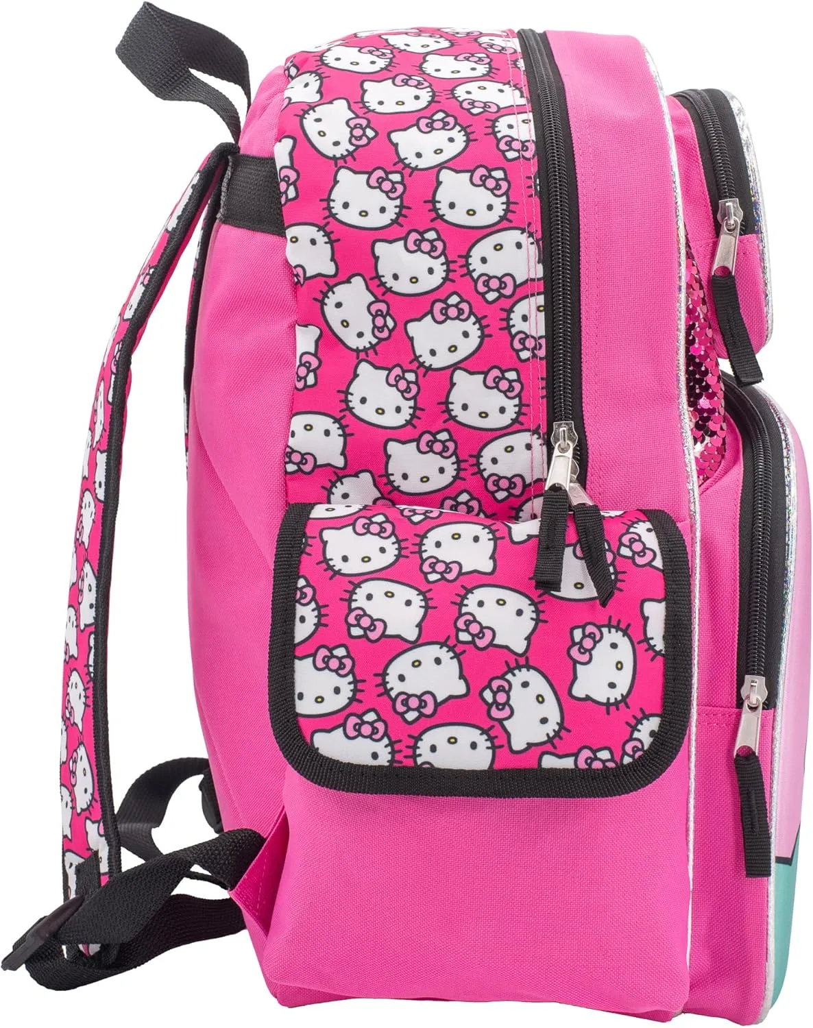 AI ACCESSORY INNOVATIONS Hello Kitty Backpack for Girls, Sanrio Kawaii Bookbag, 16 Inch Anime School Bag with 3D Features
