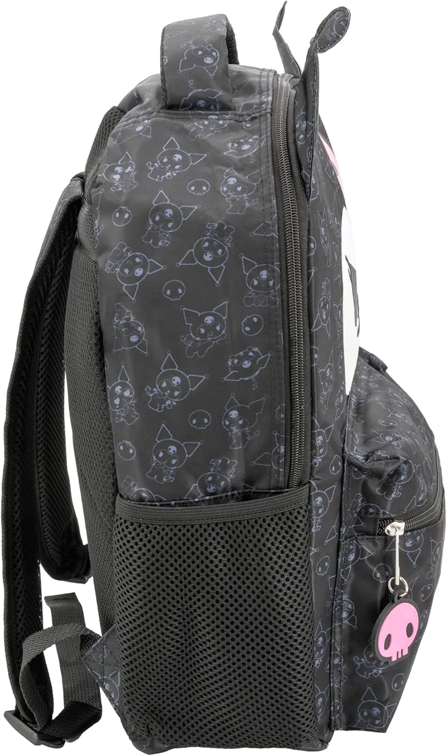 AI ACCESSORY INNOVATIONS Hello Kitty Kuromi Backpack for Girls, Sanrio Kawaii Bookbag, 16 Inch Anime School Bag with 3D Features, Black