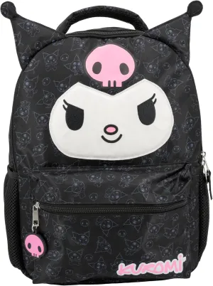 AI ACCESSORY INNOVATIONS Hello Kitty Kuromi Backpack for Girls, Sanrio Kawaii Bookbag, 16 Inch Anime School Bag with 3D Features, Black
