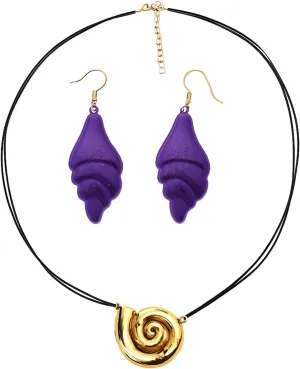 Aicos Conch Shell Earrings Seashell Necklace for Women Sea Witch Cosplay Accessories for Halloween Costume Party