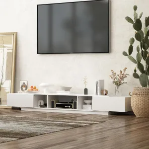 AIEGLE Modern TV Stand for 100  Inch TVs, 94.5" W Entertainment Center with 2 Drawers & Shelves, Large Media Console Table TV Cabinet with Storage, White
