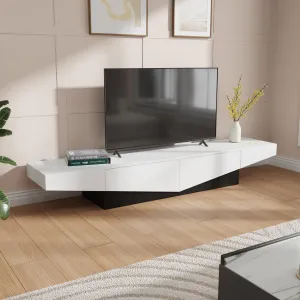 AIEGLE Modern TV Stand for 80  Inch TVs, 78.7" W Entertainment Center with 2 Drawers & Decor Shape, Media Console Table TV Cabinet with Storage, White