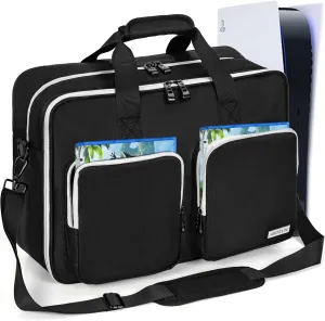 AKOZLIN Full Padded Carrying Travel Bag Compatible with PS5/PS5 Pro Console PlayStation 5 Monitor,Headset,Game,Charger & Accessories Storage Case