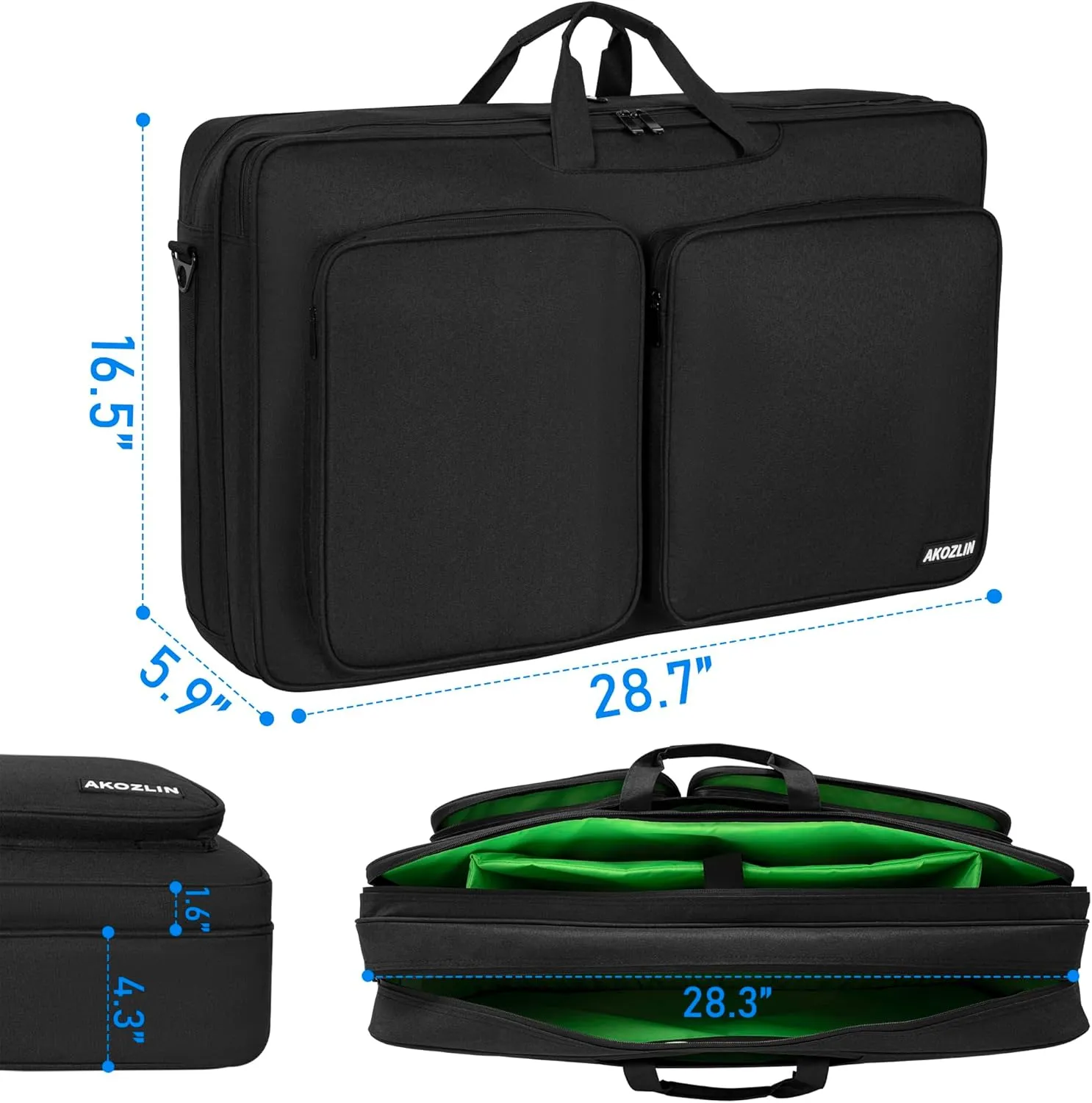 AKOZLIN Multi-layer Controller Gig Bag Padded Mixer Carry Case Fits for Pioneer RX/NI Traktor Kontrol S8/DDJ SX SX2 SX3/DDJ 800/DDJ FLX6/DDJ 1000 1000SRT/Denon MC7000