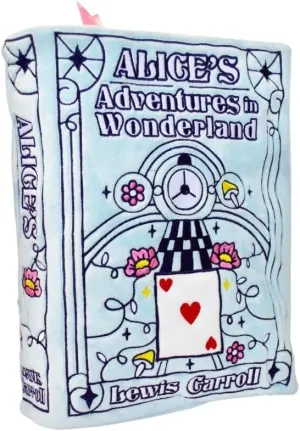 Alice in Wonderland Book Plush, Soft Collectible Gift for Book Lovers, Readers, Teachers, Bookworms– Literary Decor for Library, Office, or Study– 11x7/PillowSize