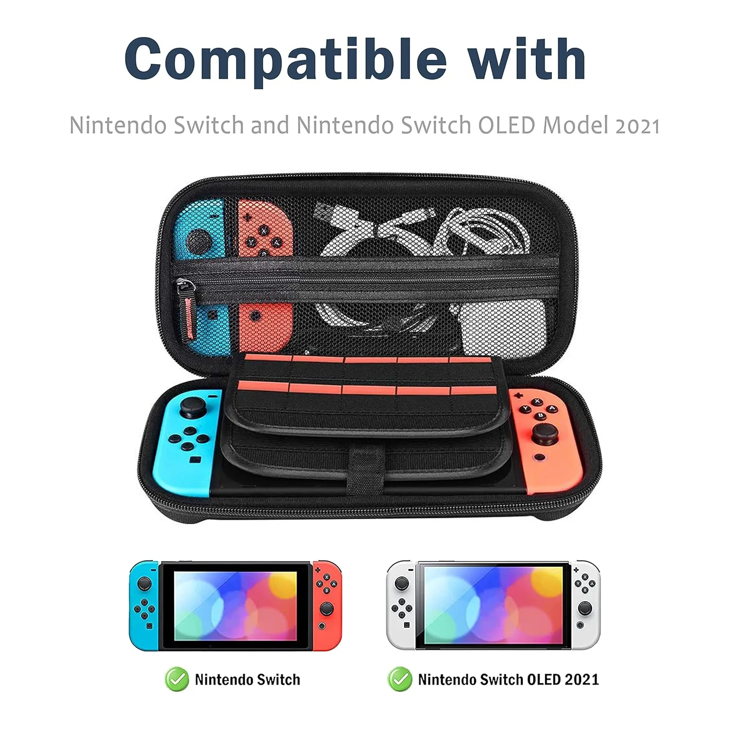 Alien Switch Carrying Case Compatible With Nintendo Switch OLED/Switch Accessories, Carry Protective Bag, Travel Game Console Cases, Controller Hard Shell Holder, 20 Games Cartridge Storage J37