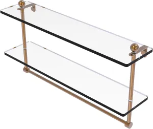 Allied Brass PR-2/22TB-BBR 22 Inch Two Tiered Glass Integrated Towel Bar Shelf, Brushed Bronze