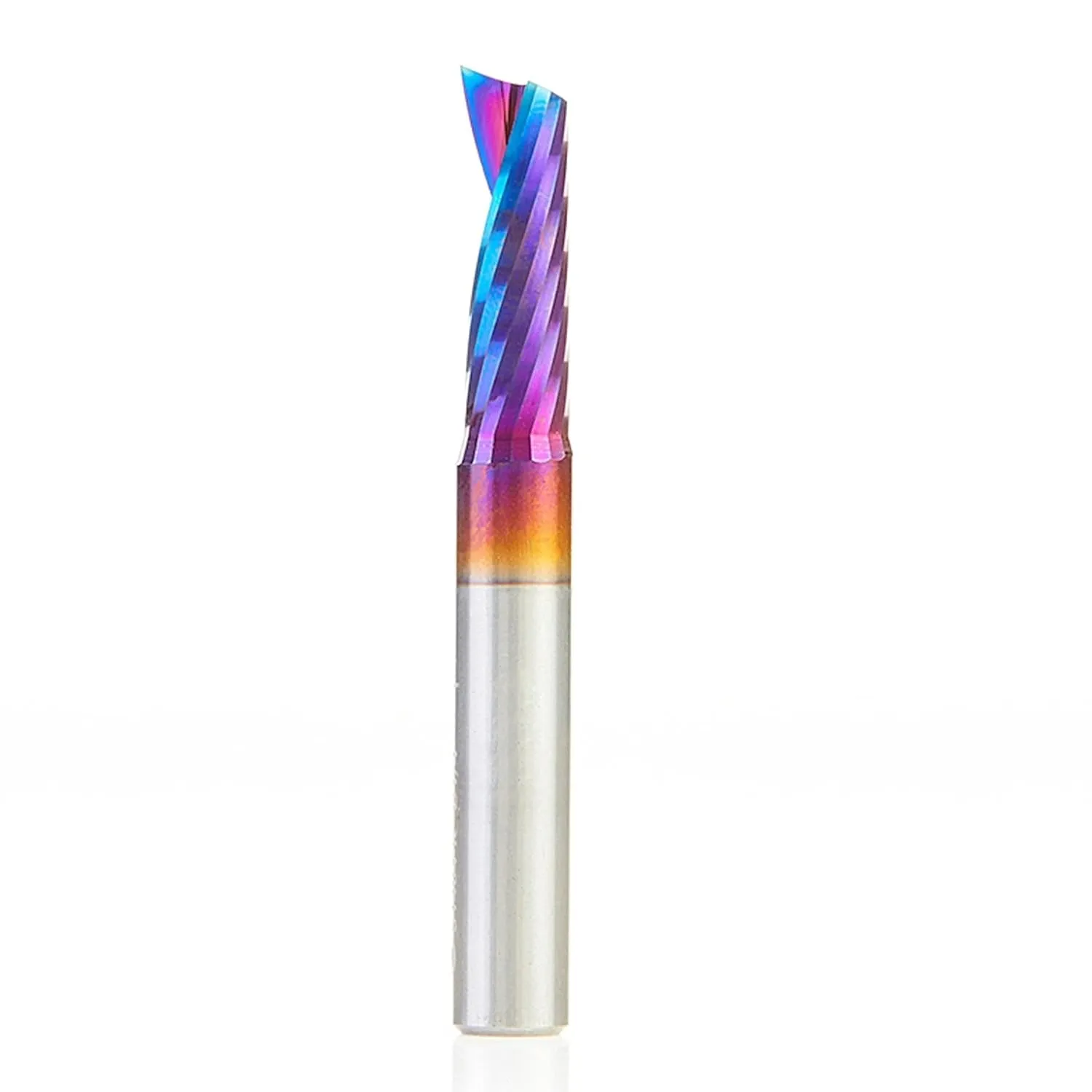 Amana Tool Spektra Coated Solid Carbide CNC Spiral Single O-Flute Router Bit for Plastic Cutting, 51404-K, 1/4 D x 3/4 CH x 1/4 SHK x 2 Inch Long Up-Cut with Mirror Finish