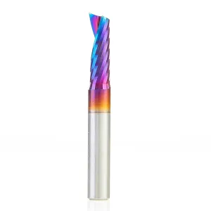 Amana Tool Spektra Coated Solid Carbide CNC Spiral Single O-Flute Router Bit for Plastic Cutting, 51404-K, 1/4 D x 3/4 CH x 1/4 SHK x 2 Inch Long Up-Cut with Mirror Finish