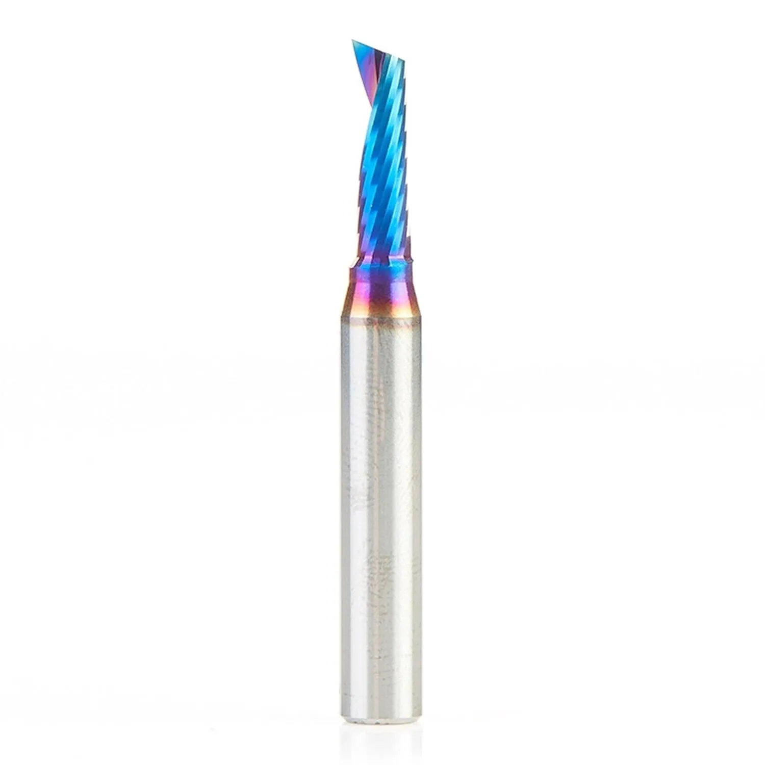 Amana Tool Spektra Coated Solid Carbide CNC Spiral Single O-Flute Router Bit for Plastic Cutting, 51417-K, 3/16 D x 5/8 CH x 1/4 SHK x 2 Inch Long Up-Cut with Mirror Finish