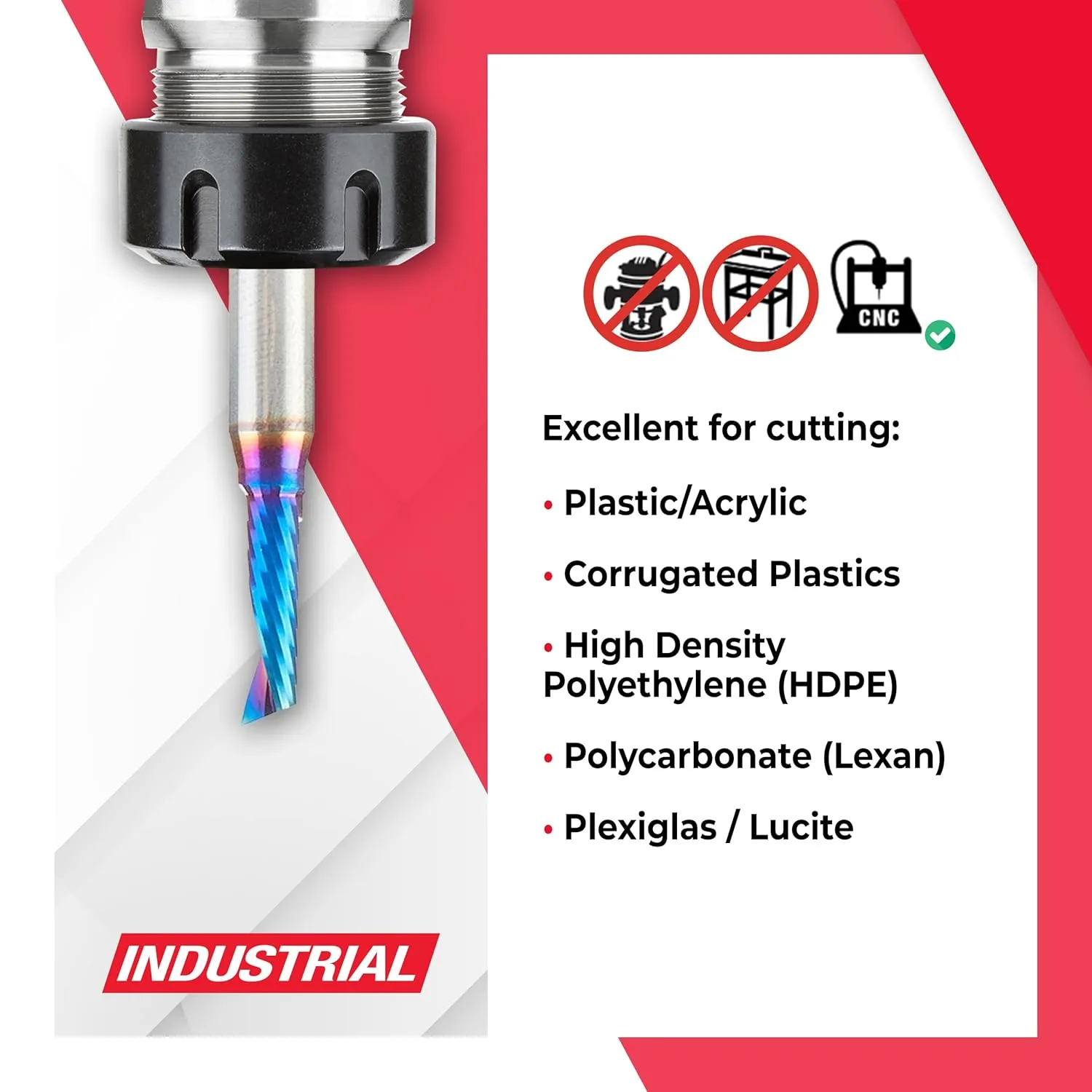 Amana Tool Spektra Coated Solid Carbide CNC Spiral Single O-Flute Router Bit for Plastic Cutting, 51417-K, 3/16 D x 5/8 CH x 1/4 SHK x 2 Inch Long Up-Cut with Mirror Finish