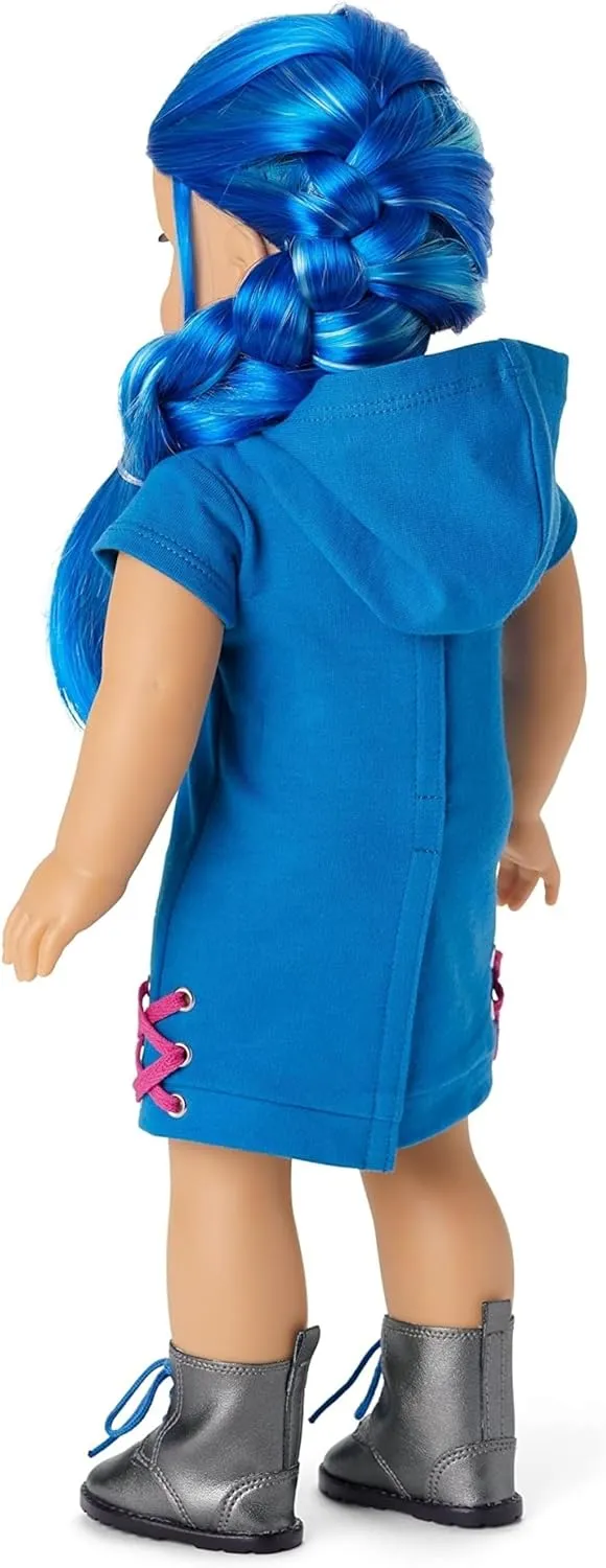 American Girl Truly Me 18-inch Doll #90 with Blue Eyes, Long Blue Hair, and Lt-to-Med Skin in Skater Dress, For Ages 6 