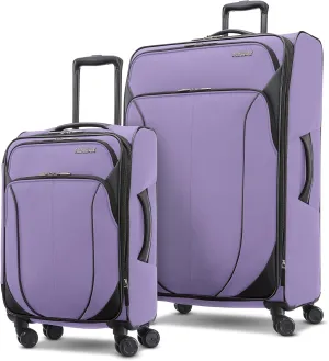 American Tourister 4 KIX 2.0 Softside Expandable Luggage with Spinners, Digital Lavender, 2PC SET (Carry-on/Large)