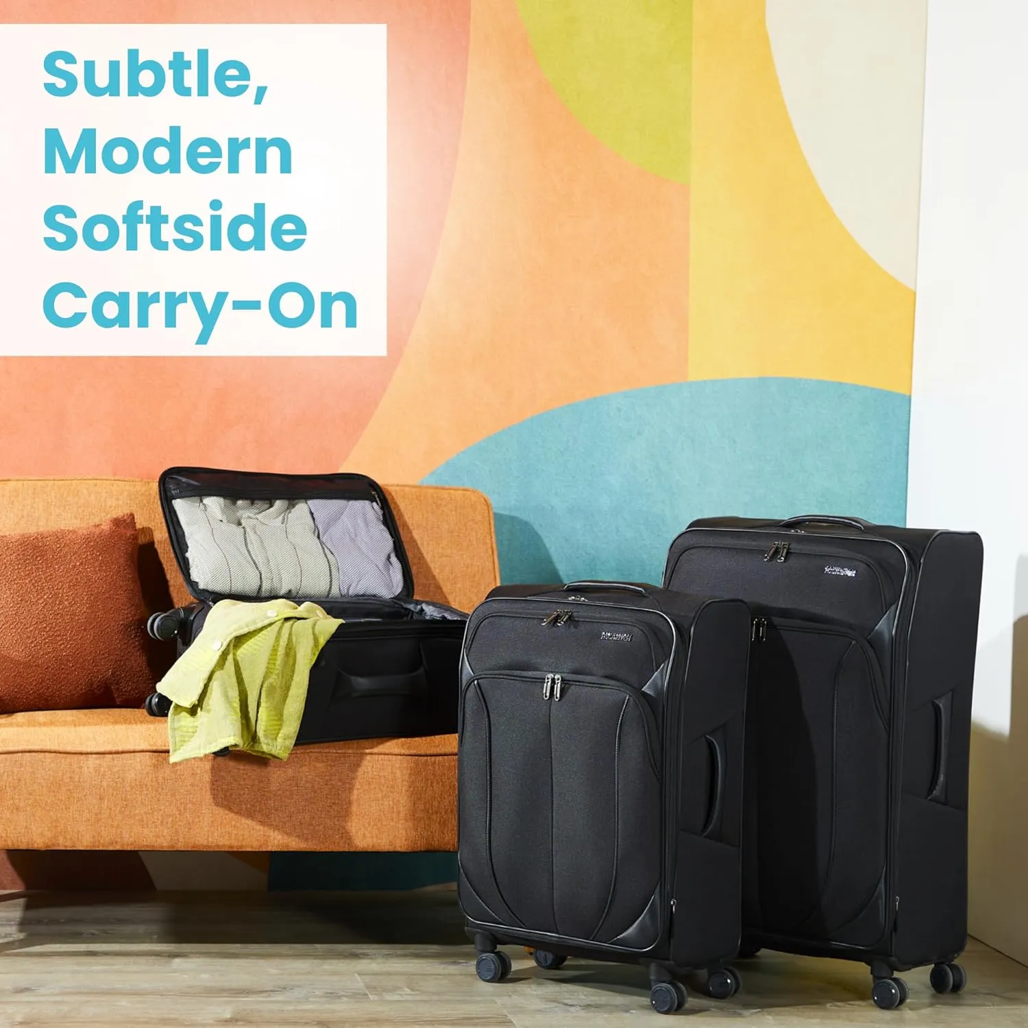 American Tourister 4 KIX 2.0 Softside Expandable Luggage with Spinners, Digital Lavender, 2PC SET (Carry-on/Large)