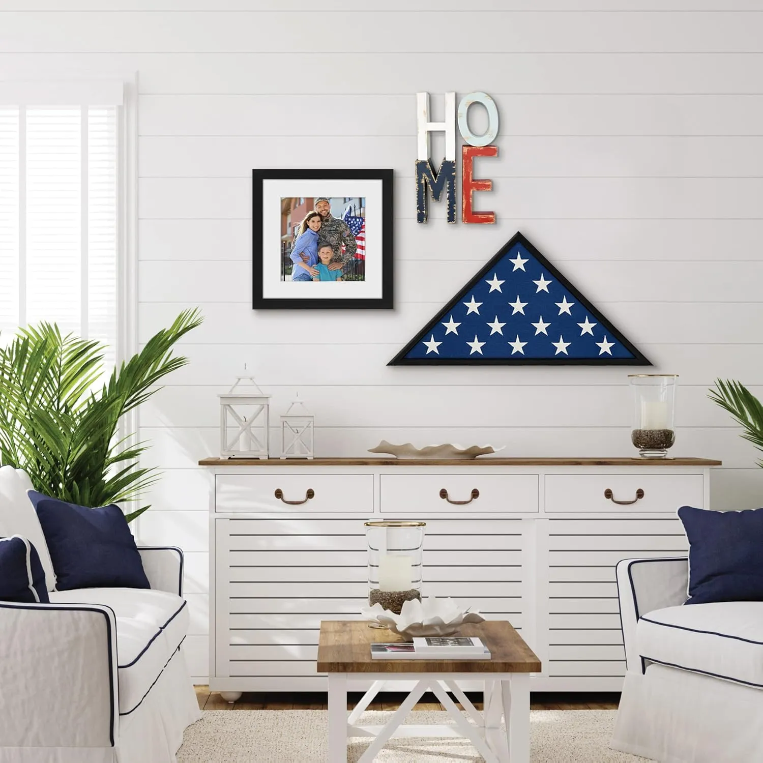 Americanflat Large Flag Display Case - Fits Folded 5x9.5' Burial Flags - Silhouette Collection - Display Box for Wall or Tabletop - Black