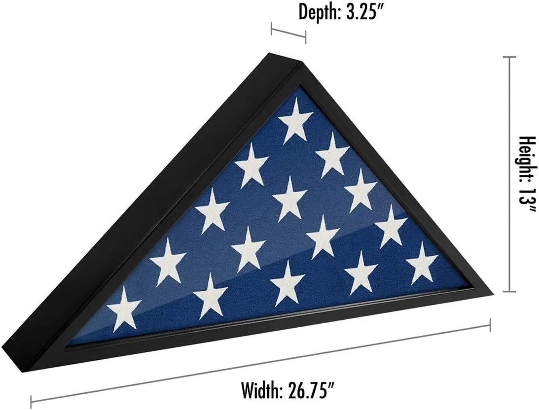 Americanflat Large Flag Display Case - Fits Folded 5x9.5' Burial Flags - Silhouette Collection - Display Box for Wall or Tabletop - Black
