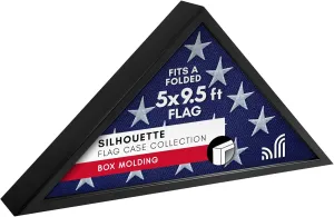 Americanflat Large Flag Display Case - Fits Folded 5x9.5' Burial Flags - Silhouette Collection - Display Box for Wall or Tabletop - Black